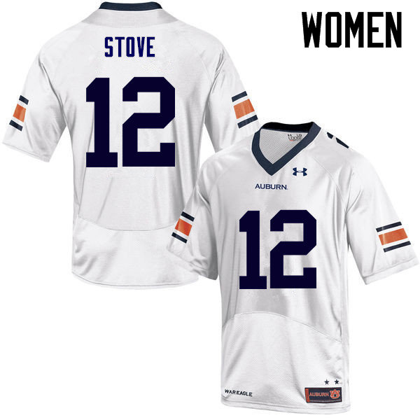 Women Auburn Tigers #12 Eli Stove College Football Jerseys Sale-White - Click Image to Close